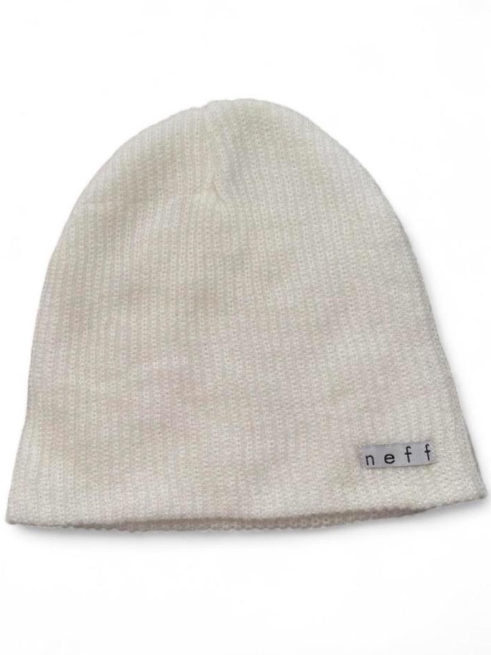Neff White Slouchy Rib Knit Beanie Unisex